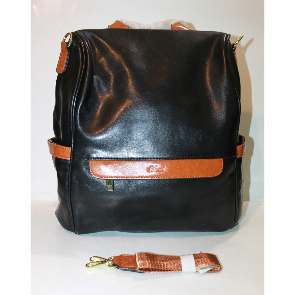 Cluci Women Backpack Purse Black Brown Faux Leather Anti Theft Travel Bag 12" - Picture 7 of 10